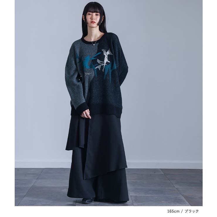 kOhAKU配色箔プリントアート柄ニット  | osharewalker | 詳細画像2 