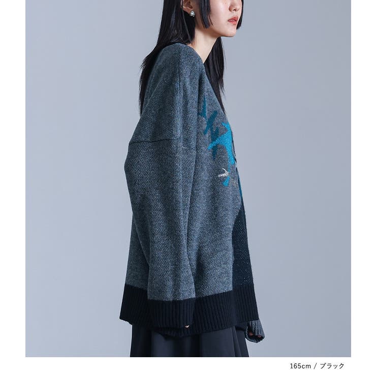 kOhAKU配色箔プリントアート柄ニット  | osharewalker | 詳細画像4 