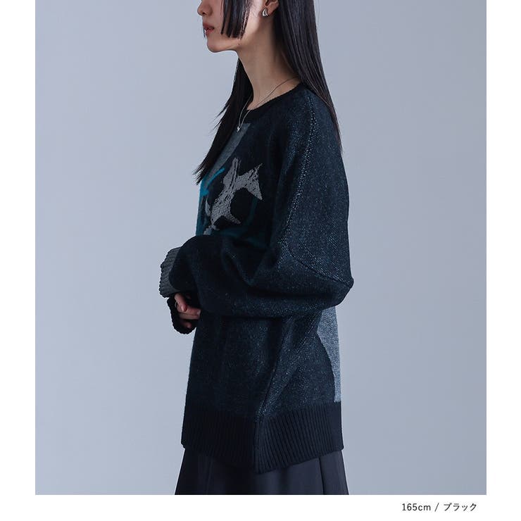 kOhAKU配色箔プリントアート柄ニット  | osharewalker | 詳細画像6 