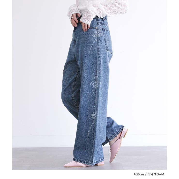 somari imagination花柄モチーフストレートデニムパンツ  | osharewalker | 詳細画像3 