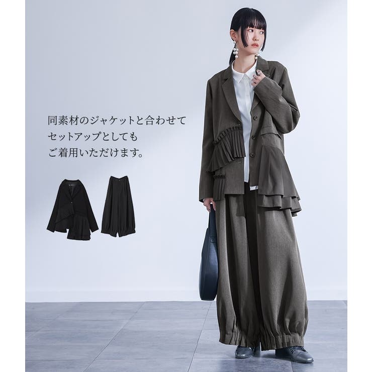 kOhAKU裾ゴムタックワイドパンツ  | osharewalker | 詳細画像3 