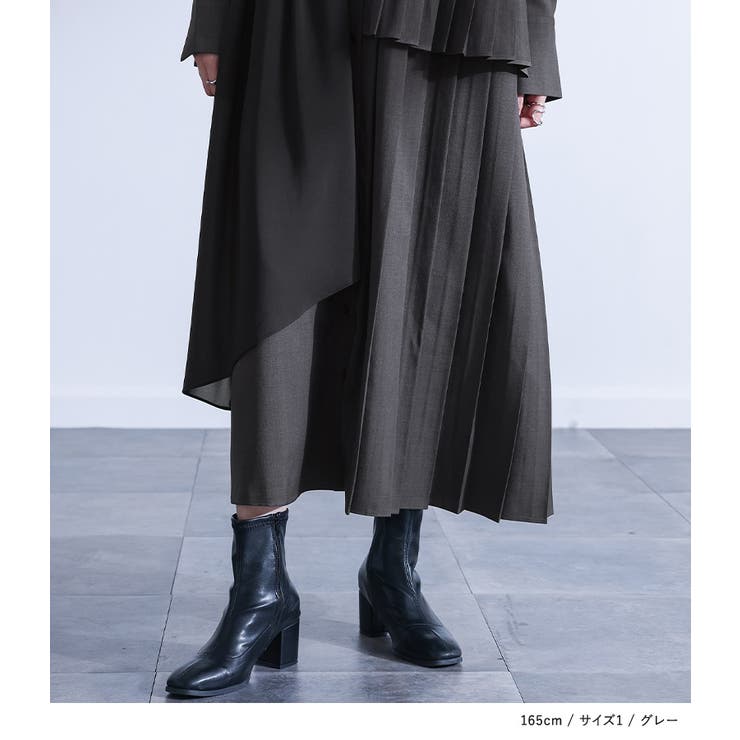 kOhAKU異素材アシンメトリープリーツワンピース  | osharewalker | 詳細画像9 