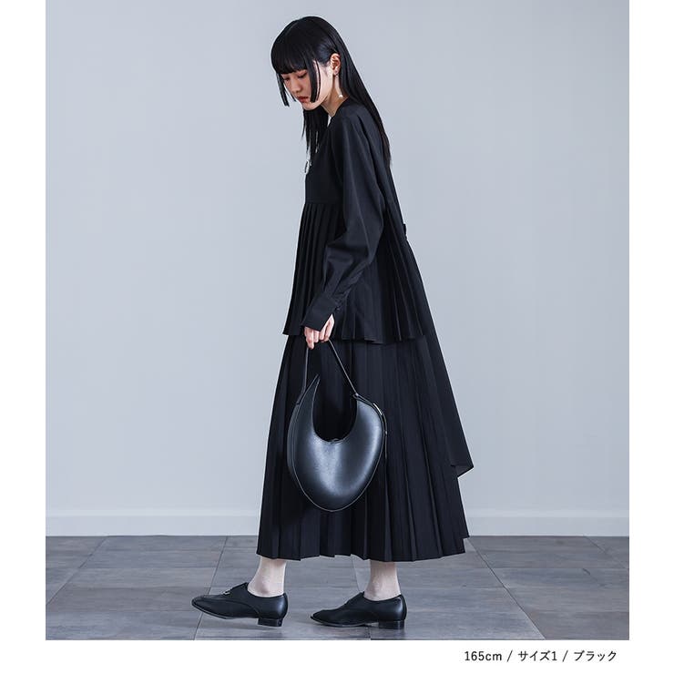 kOhAKU異素材アシンメトリープリーツワンピース  | osharewalker | 詳細画像11 