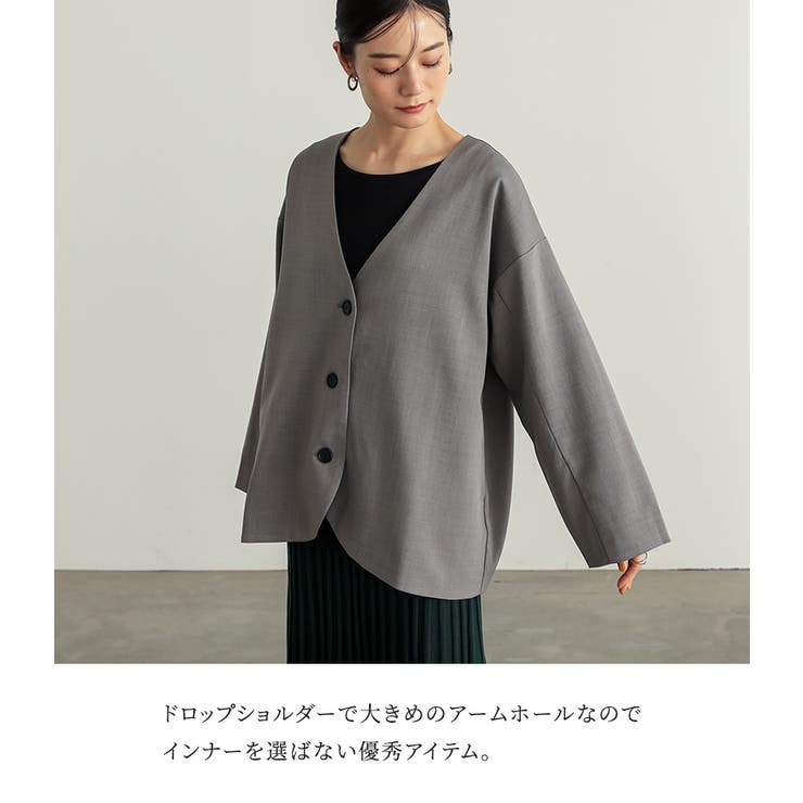 n OrLABELノーカラーラウンドヘムジャケット×コクーンパンツセットアップ | osharewalker | 詳細画像6 