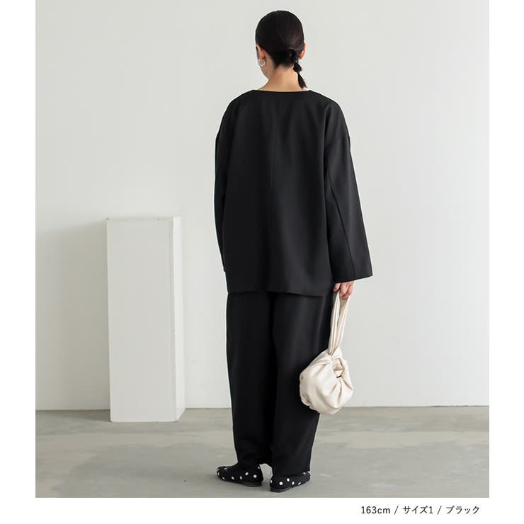 n OrLABELノーカラーラウンドヘムジャケット×コクーンパンツセットアップ | osharewalker | 詳細画像10 