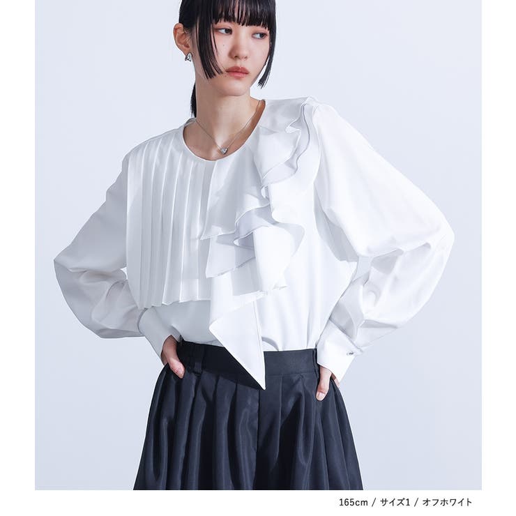 kOhAKU異素材配色プリーツブラウス | osharewalker | 詳細画像2 