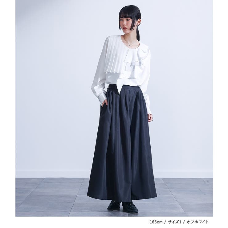 kOhAKU異素材配色プリーツブラウス | osharewalker | 詳細画像4 