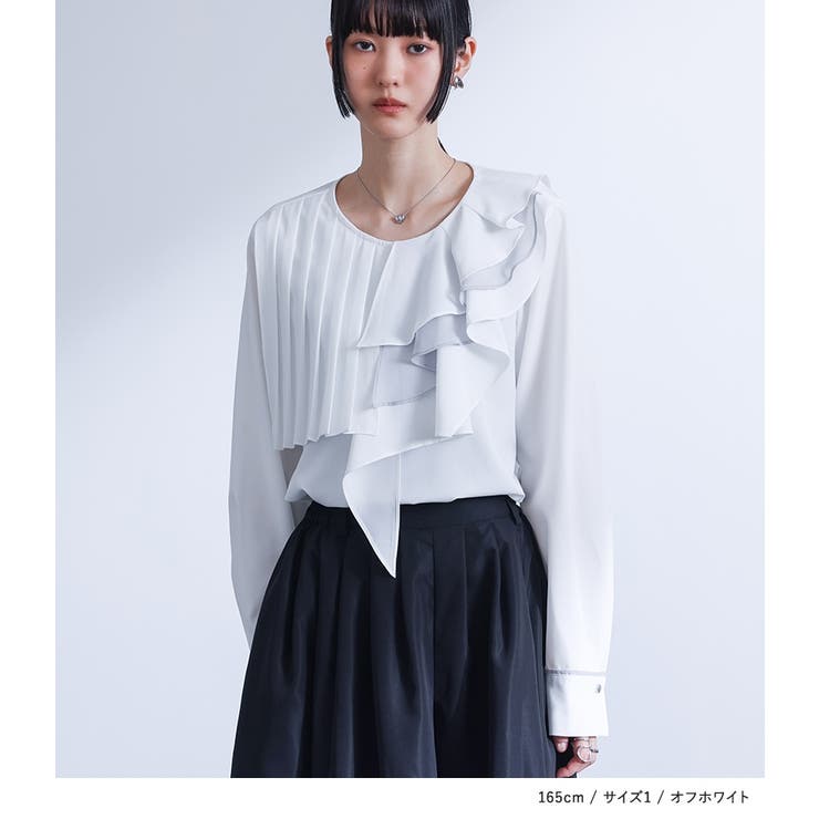 kOhAKU異素材配色プリーツブラウス | osharewalker | 詳細画像5 
