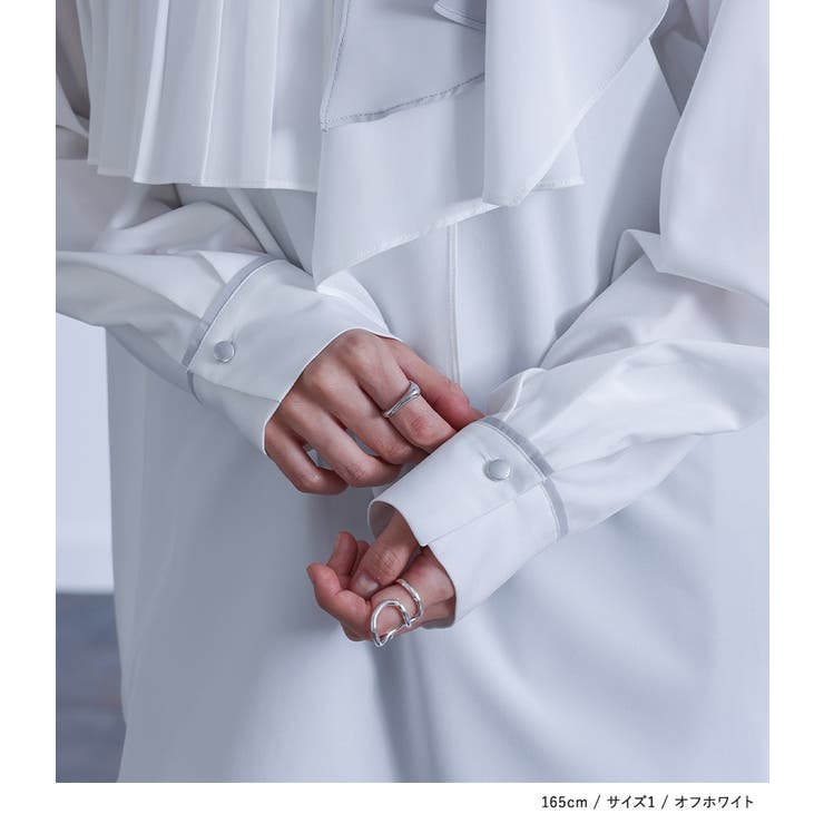 kOhAKU異素材配色プリーツブラウス | osharewalker | 詳細画像6 