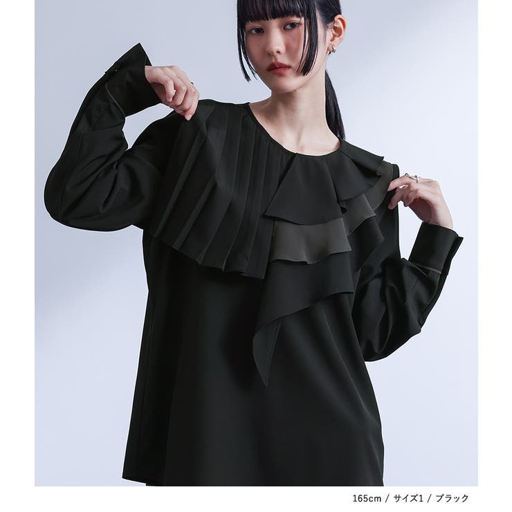 kOhAKU異素材配色プリーツブラウス | osharewalker | 詳細画像8 