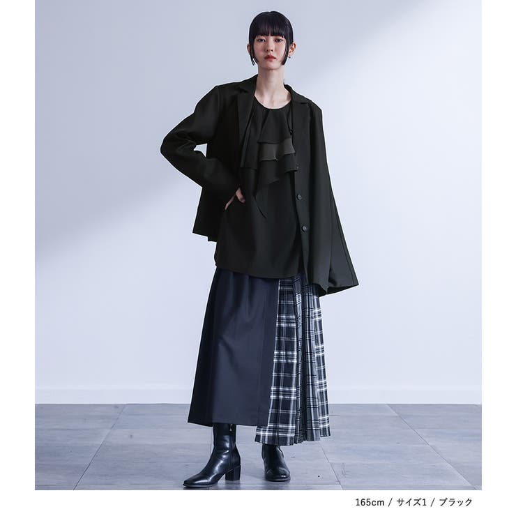 kOhAKU異素材配色プリーツブラウス | osharewalker | 詳細画像10 