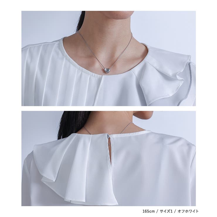 kOhAKU異素材配色プリーツブラウス | osharewalker | 詳細画像14 