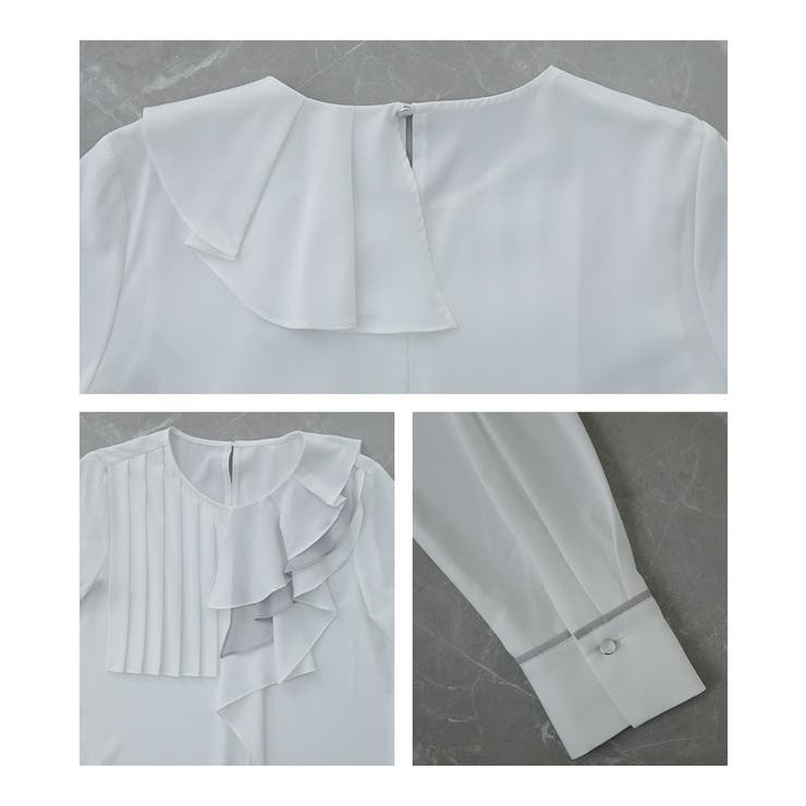 kOhAKU異素材配色プリーツブラウス | osharewalker | 詳細画像17 