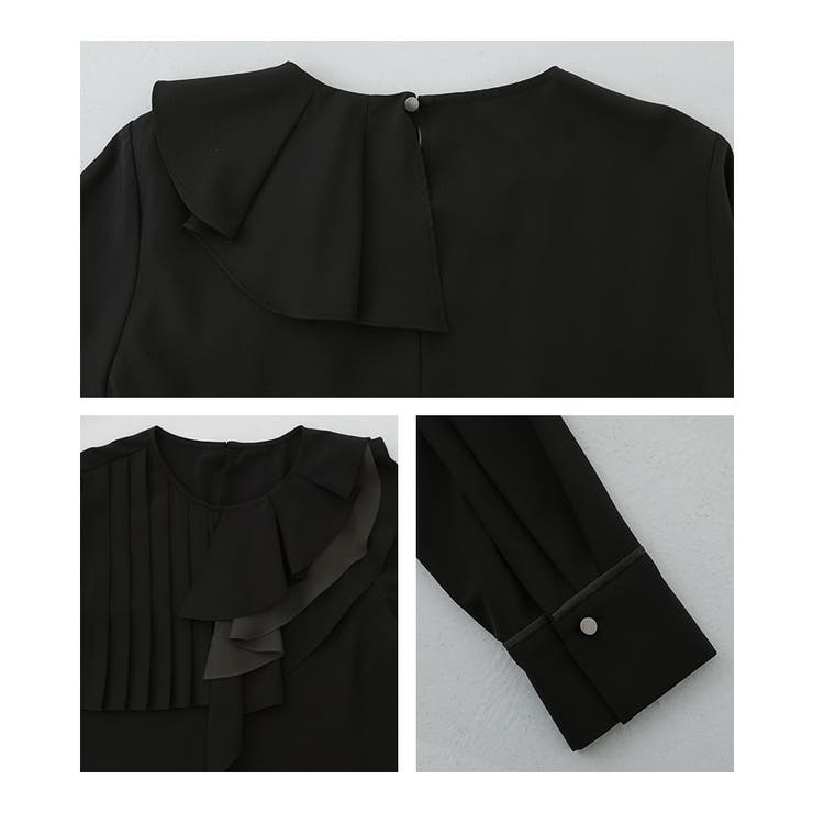 kOhAKU異素材配色プリーツブラウス | osharewalker | 詳細画像18 