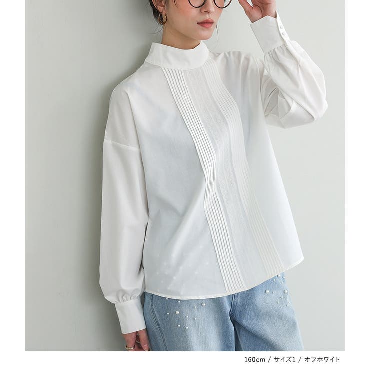 n'OrLABELピンタックレーススタンドカラーブラウス | osharewalker | 詳細画像12 