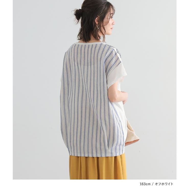 レースプリント×ストライプTシャツ | osharewalker | 詳細画像6 