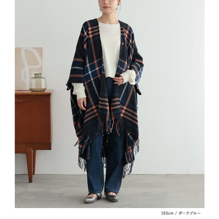 n'OrLABELチェック柄ストールポンチョ  | osharewalker | 詳細画像9 