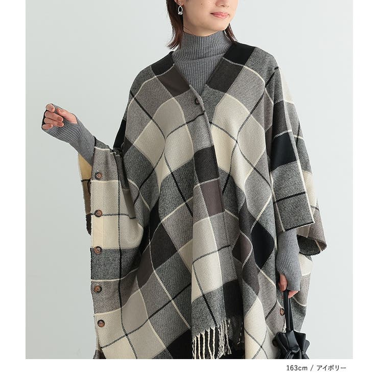 n'OrLABELチェック柄ストールポンチョ  | osharewalker | 詳細画像10 