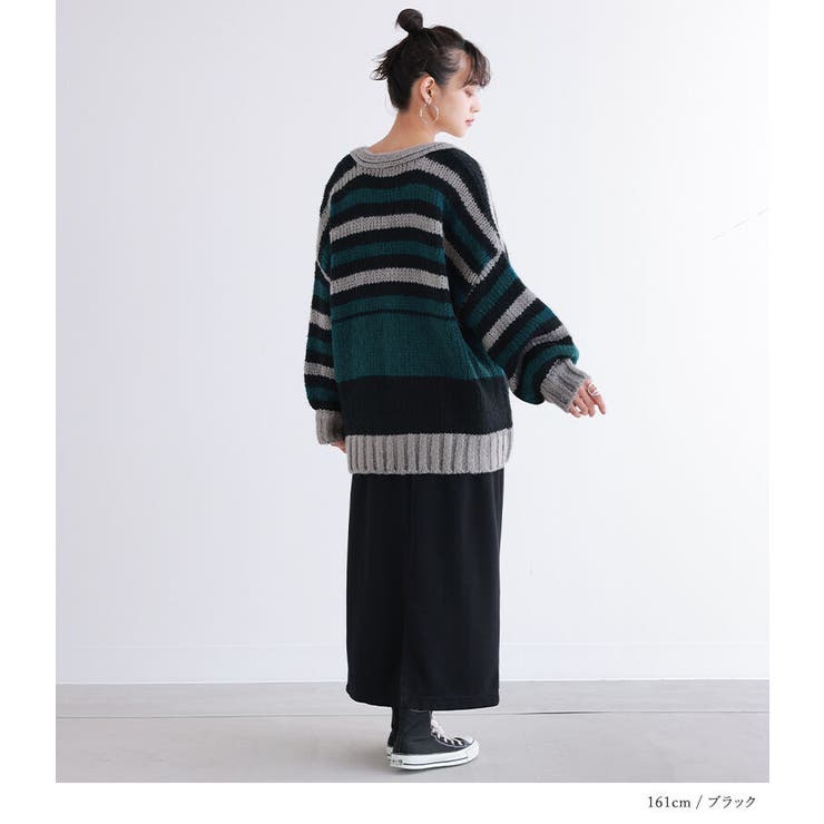 n'OrLABELミックスボーダー柄ニットカーディガン | osharewalker | 詳細画像7 