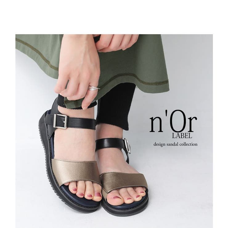 n'OrLABELバイカラーフラットサンダル | osharewalker | 詳細画像6 