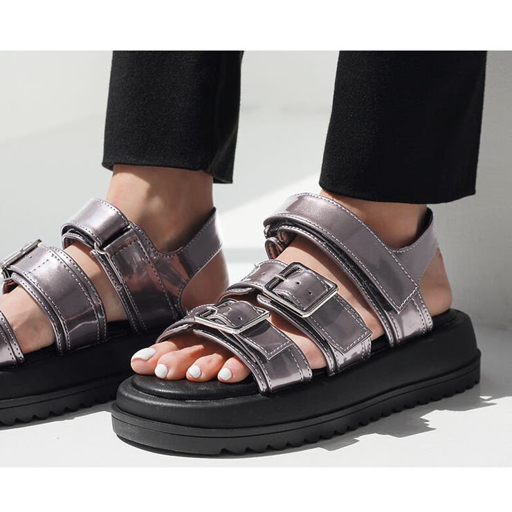 n'OrLABELベルトデザインエナメルサンダル | osharewalker | 詳細画像13 