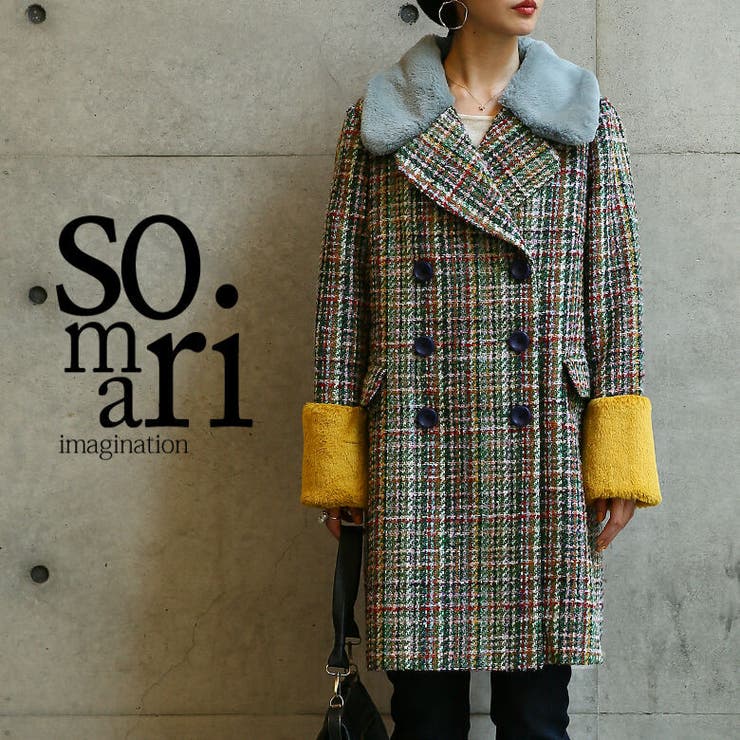 Somari Imagination襟ファー配色ツイードコート 品番 Mitw Osharewalker オシャレウォーカー のレディースファッション通販 Shoplist ショップリスト