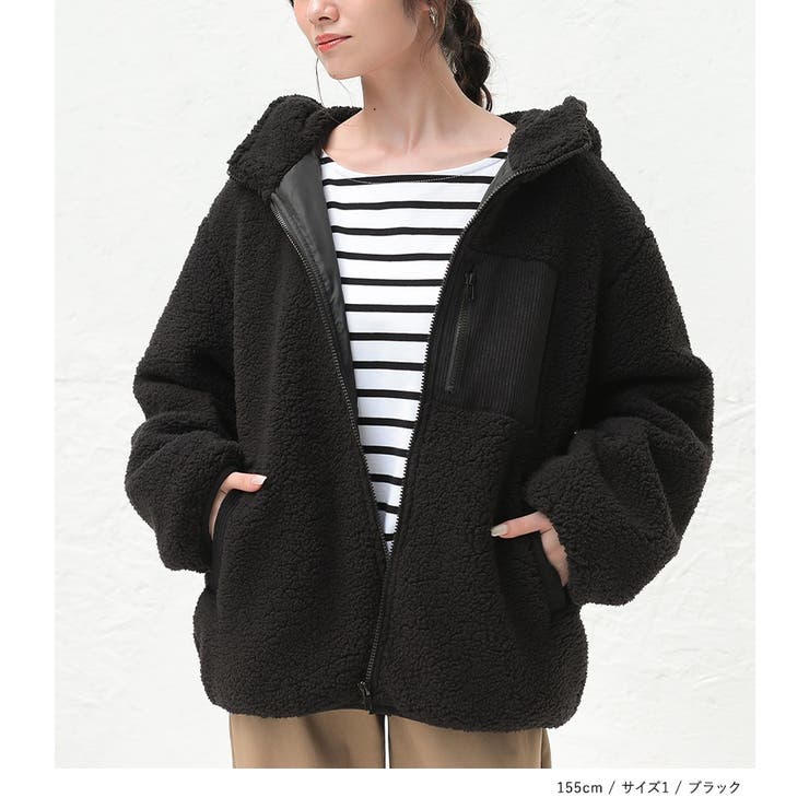 n'OrLABEL異素材フーデッドボアブルゾン  | osharewalker | 詳細画像16 