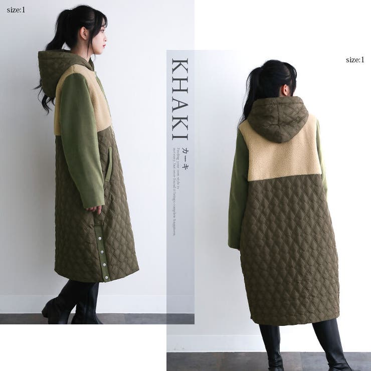 kOhAKU異素材切替フーディーコート[品番：MITW0015476]｜osharewalker（オシャレウォーカー ）のレディース ファッション通販｜SHOPLIST（ショップリスト）
