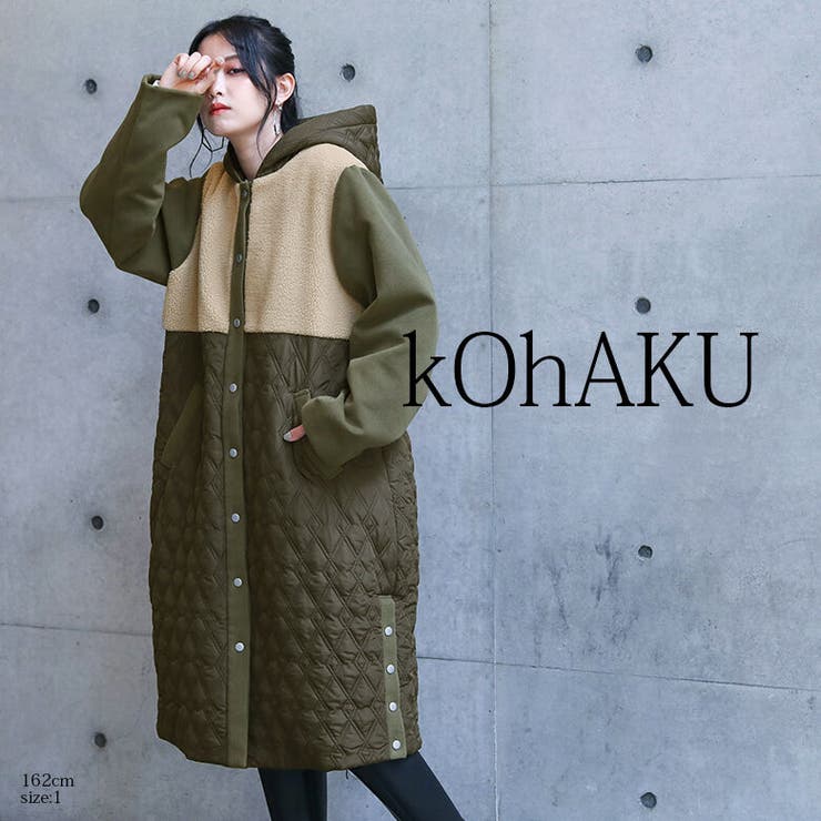 最新コレックション kOhAKU異素材切替フーディーコート [品番：MITW0015476 ジャケット・アウター