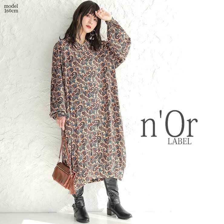 n'OrLABELペイズリーシャツワンピース[品番：MITW0001223