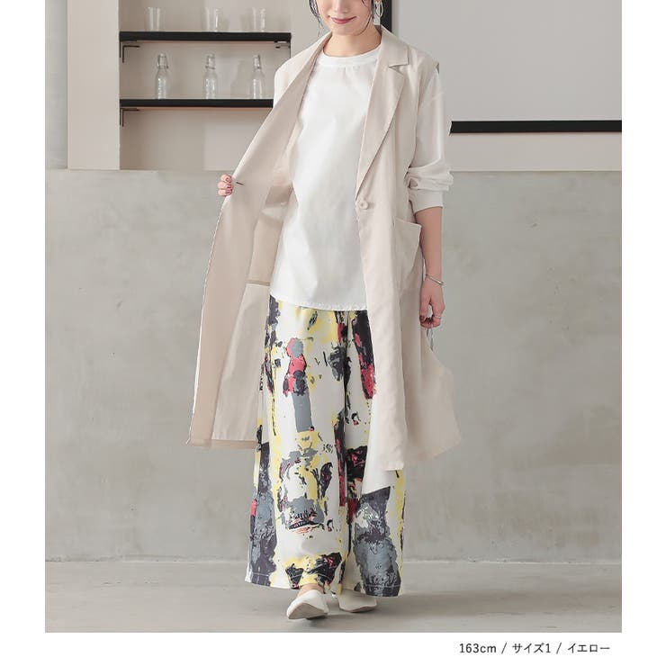 激安正規品 Andrea crews アートプリント シルク風オーバーオール トップス