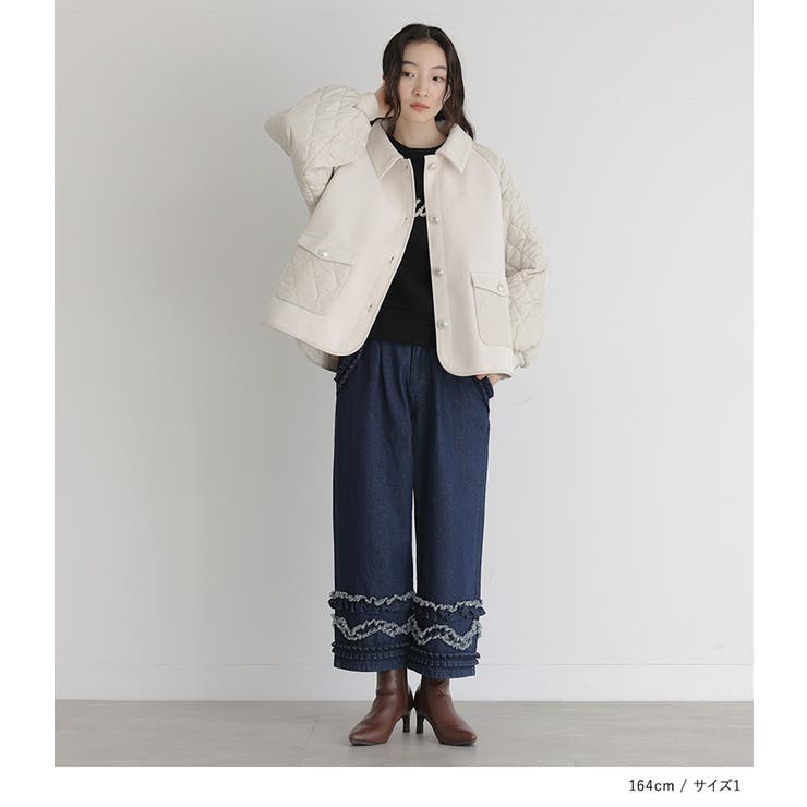 somari imaginationフリルデザインクロップドデニムパンツ | osharewalker | 詳細画像5 