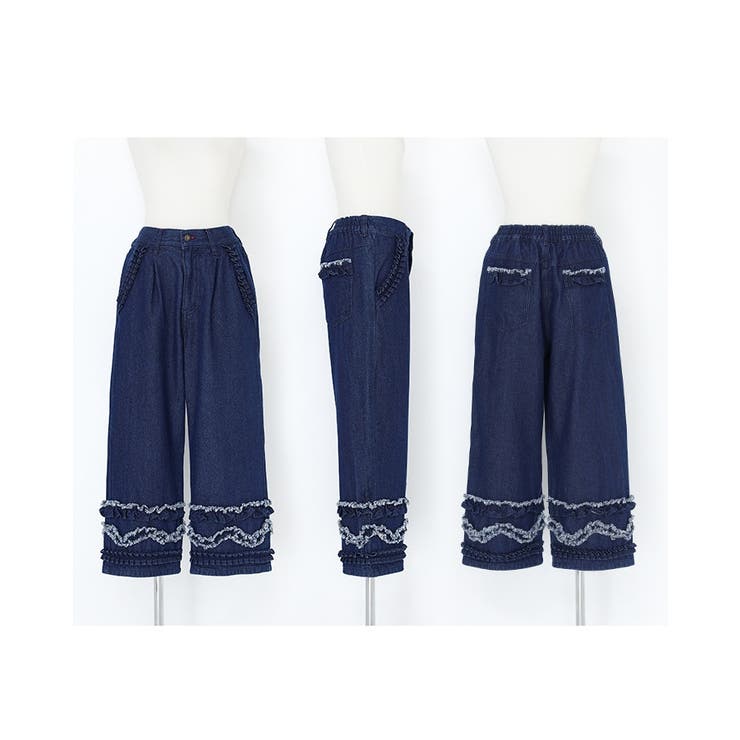 somari imaginationフリルデザインクロップドデニムパンツ | osharewalker | 詳細画像14 