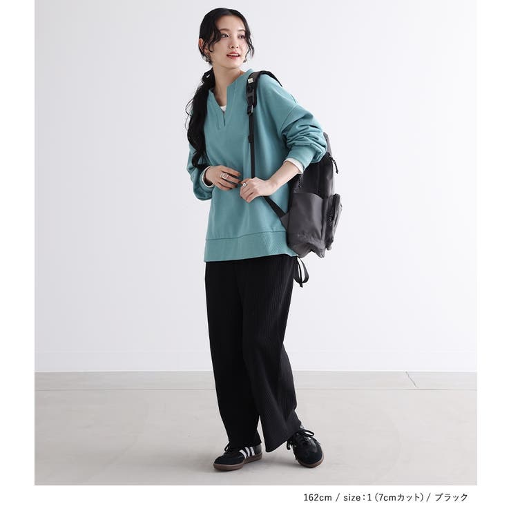 n'OrLABELセルフカットリブワイドパンツ | osharewalker | 詳細画像13 