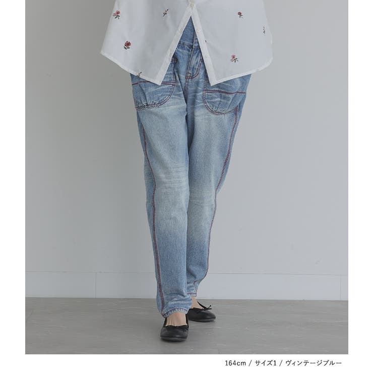 somari imagination赤ステッチサルエルdesignデニム[品番 somari imagination赤ステッチサルエルdesignデニム[品番