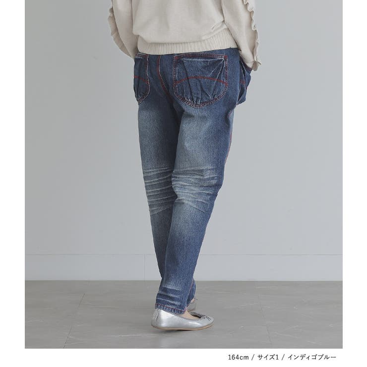 somari imagination赤ステッチサルエルdesignデニム[品番