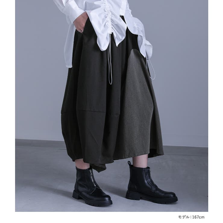 オシャレウォーカーkohakuアシンメトリースカートグレー