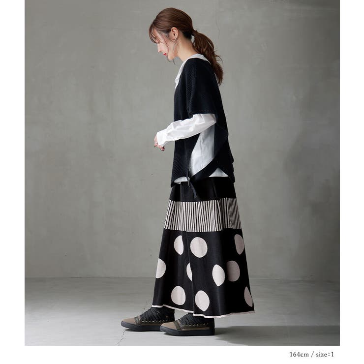 kOhAKU柄切替ジャカードニットスカート | osharewalker | 詳細画像6 