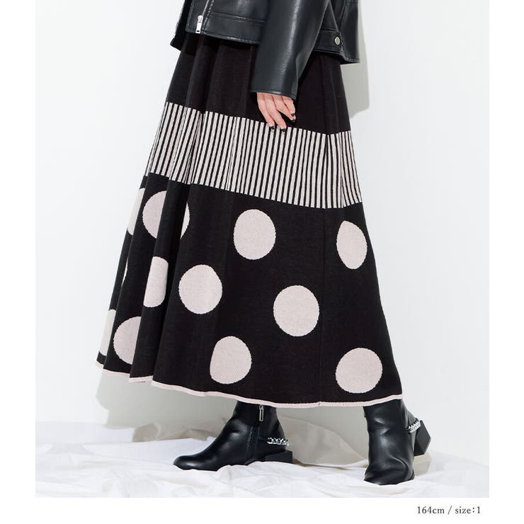 kOhAKU柄切替ジャカードニットスカート | osharewalker | 詳細画像8 