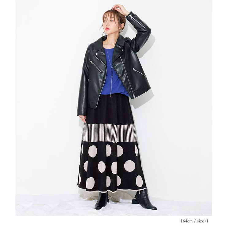 kOhAKU柄切替ジャカードニットスカート | osharewalker | 詳細画像9 