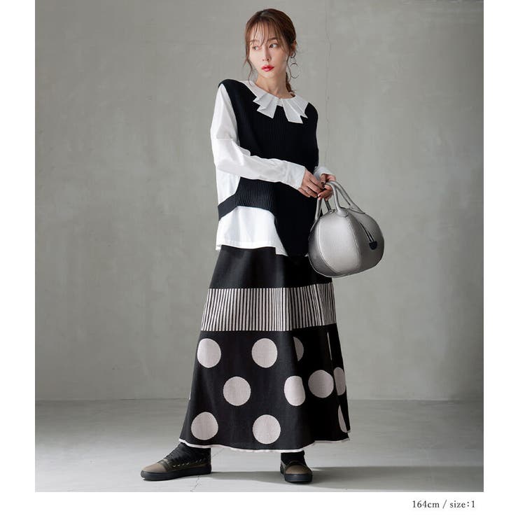 kOhAKU柄切替ジャカードニットスカート | osharewalker | 詳細画像14 