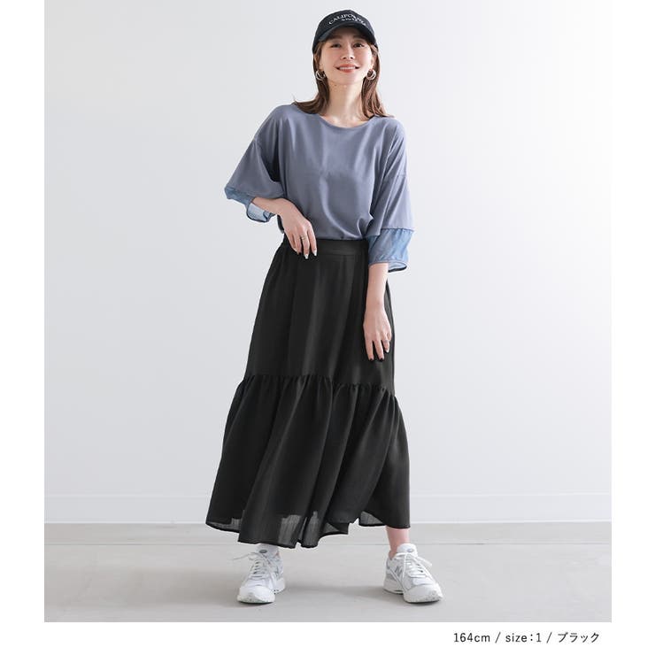 n'OrLABELゆるひら涼スラブマーメイドティアードスカート | osharewalker | 詳細画像7 