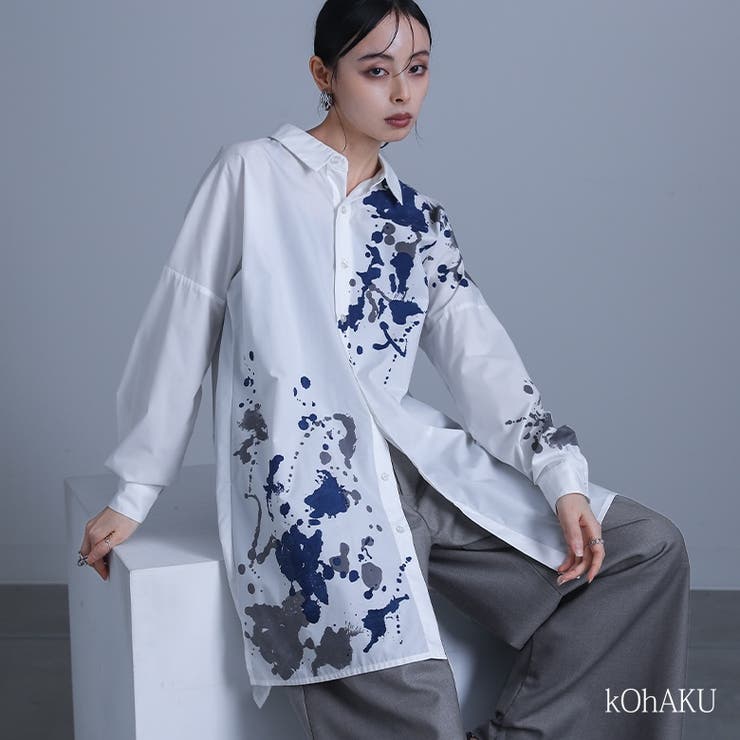 kOhAKUスプラッシュペイントシャツ[品番:MITW0014335 kOhAKUスプラッシュペイントシャツ[品番:MITW0014335