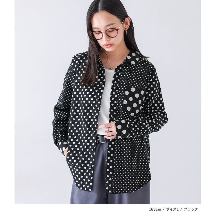 n'OrLABELアシンメトリードット柄シャツ | osharewalker | 詳細画像6 