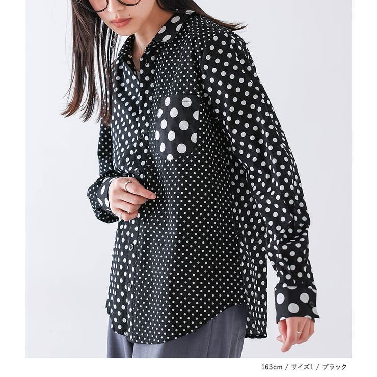 n'OrLABELアシンメトリードット柄シャツ | osharewalker | 詳細画像7 