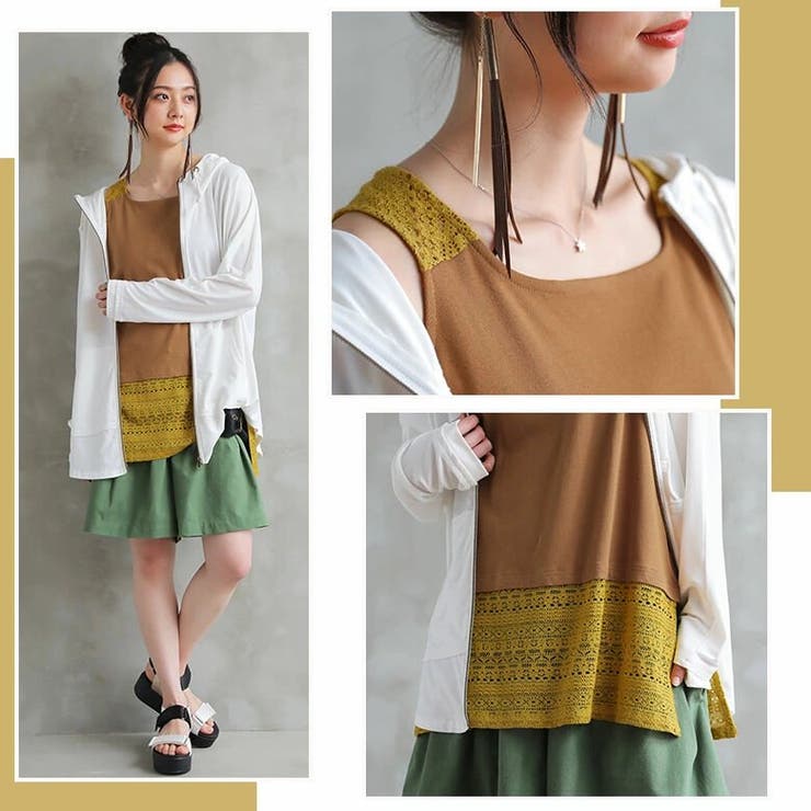 n'OrLABEL配色裾レースタンクトップ | osharewalker | 詳細画像9 