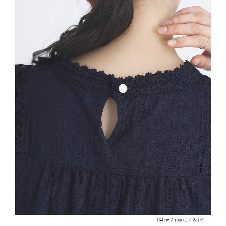 somari imaginationシースルー袖クラシカルレースブラウス[品番