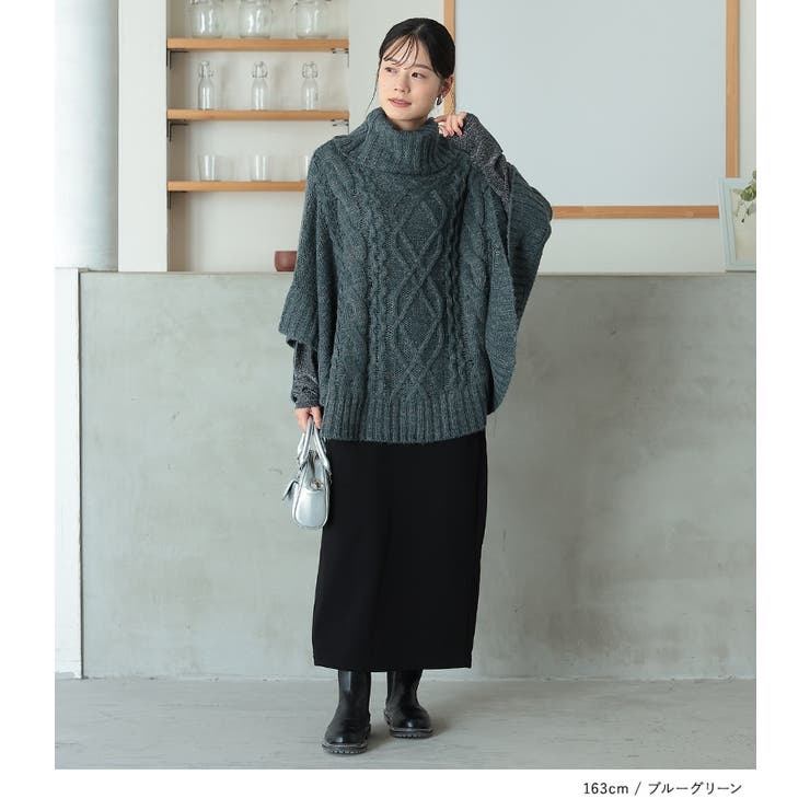 n'OrLABELモヘヤケーブルニットポンチョ  | osharewalker | 詳細画像6 