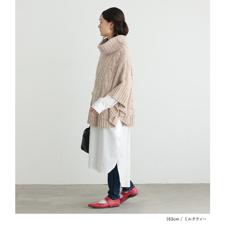 【ROSEanna/ローズアンナ】ニットケープ ポンチョ 36サイズ n'OrLABELモヘヤケーブルニットポンチョ [品番:MITW0014750