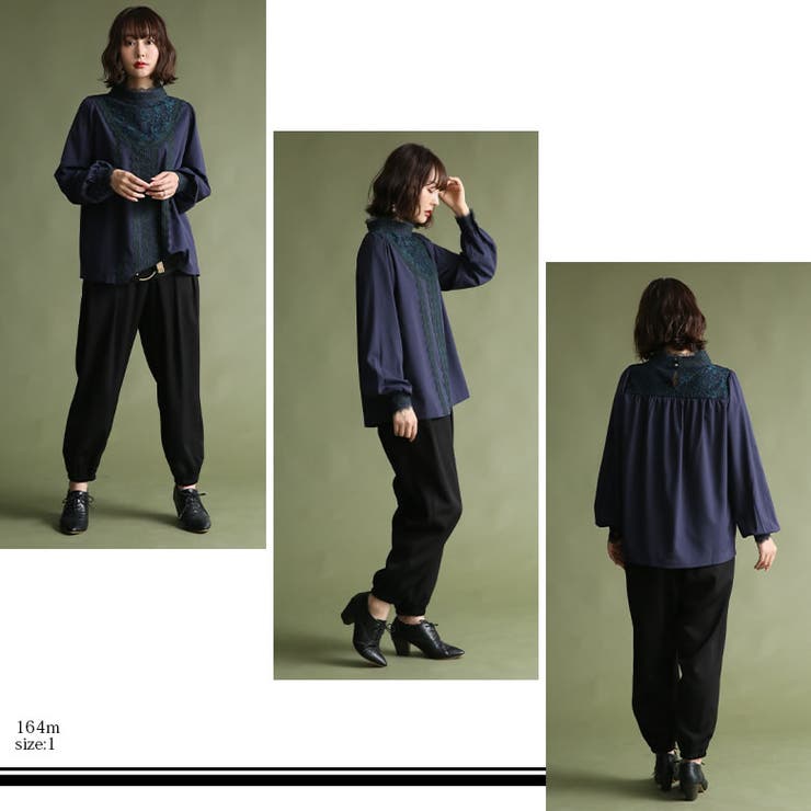 somari imagination配色レース切替ブラウス | osharewalker | 詳細画像11 